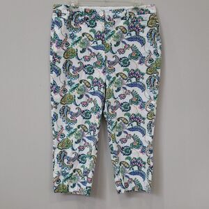 Talbots Pant Womens sz 8 Paisley Perfect Skinner Colorful Capri